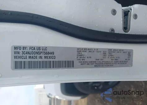 2023 Jeep Compass Trailhawk 4X4 из США, поврежденный, VIN 3C4NJDDN5PT568449